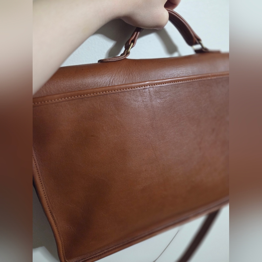Vintage Coach Leather British Tan Morgan Briefcase Crossbody - Picture 11 of 16
